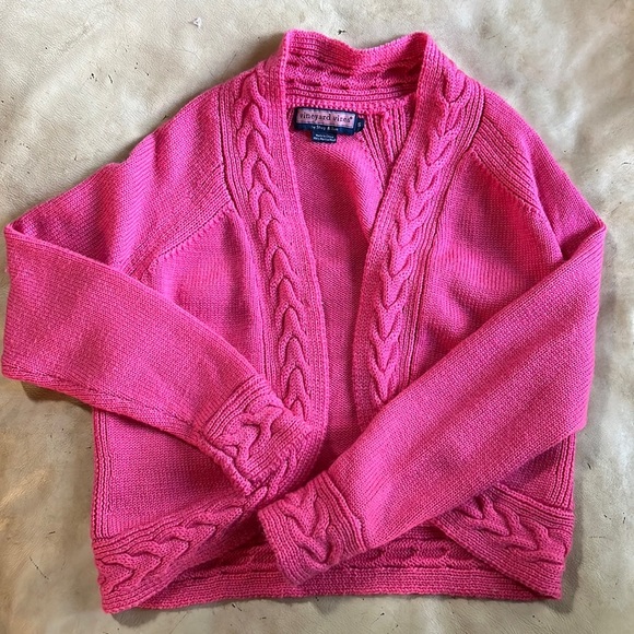 Vineyard Vines Sweaters - VINEYARD Vines Merino Wool Pink Knit Cardigan Cable Knit Size Small / S